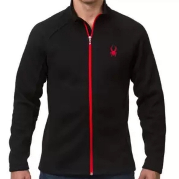 Spyder Men's Black SZ XL Front Full Zip Logo Hand Pockets Sports Jacket Outdoor - Picture 1 of 15